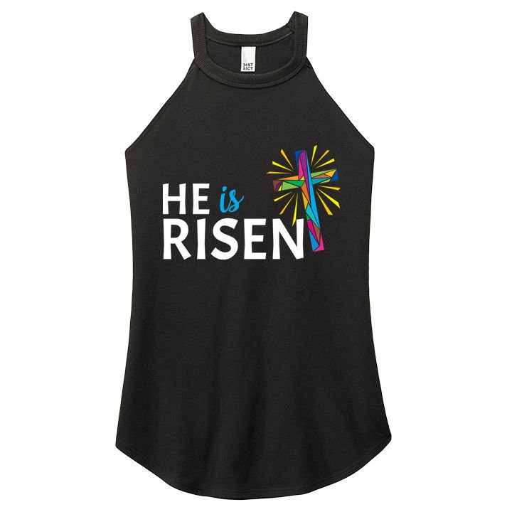He Is Risen Colorful Cross Women's Perfect Tri Rocker Tank