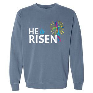 He Is Risen Colorful Cross Garment-Dyed Sweatshirt