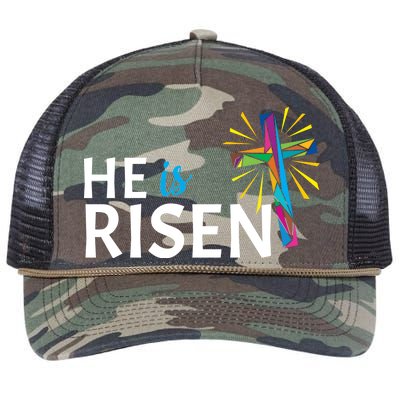 He Is Risen Colorful Cross Retro Rope Trucker Hat Cap