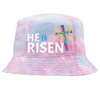 He Is Risen Colorful Cross Tie-Dyed Bucket Hat