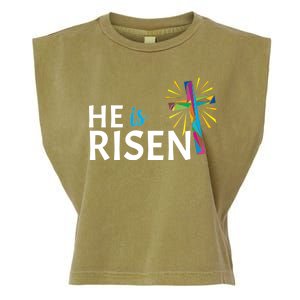 He Is Risen Colorful Cross Garment-Dyed Women's Muscle Tee