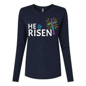 He Is Risen Colorful Cross Womens Cotton Relaxed Long Sleeve T-Shirt