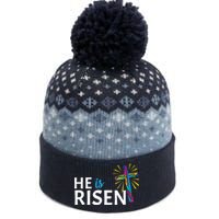 He Is Risen Colorful Cross The Baniff Cuffed Pom Beanie