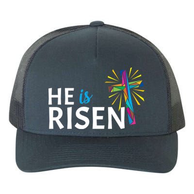 He Is Risen Colorful Cross Yupoong Adult 5-Panel Trucker Hat