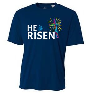 He Is Risen Colorful Cross Cooling Performance Crew T-Shirt