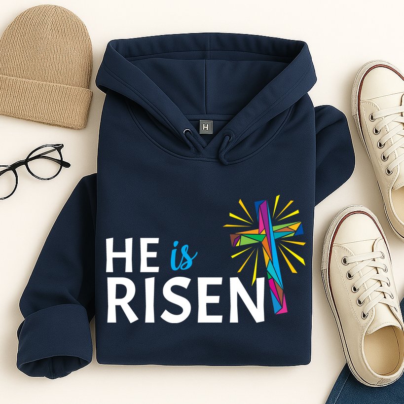He Is Risen Colorful Cross Hoodie