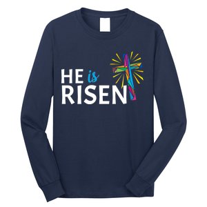 He Is Risen Colorful Cross Long Sleeve Shirt