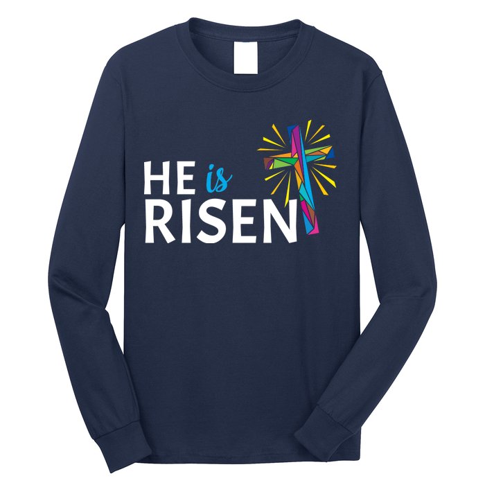 He Is Risen Colorful Cross Long Sleeve Shirt