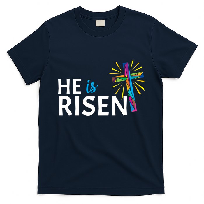 He Is Risen Colorful Cross T-Shirt