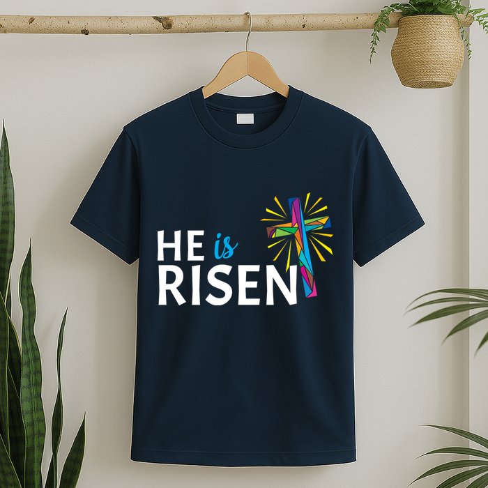 He Is Risen Colorful Cross T-Shirt