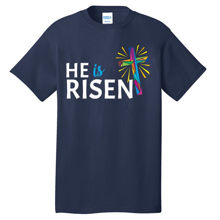 He Is Risen Colorful Cross Tall T-Shirt