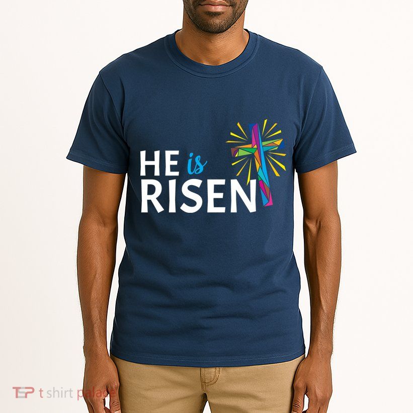 He Is Risen Colorful Cross Tall T-Shirt