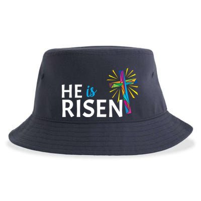 He Is Risen Colorful Cross Sustainable Bucket Hat