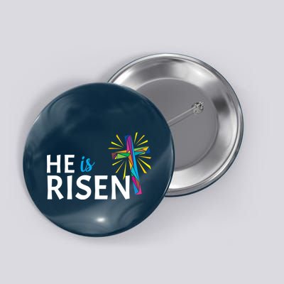 He Is Risen Colorful Cross Button