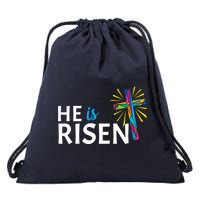 He Is Risen Colorful Cross Drawstring Bag