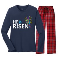 He Is Risen Colorful Cross Women's Long Sleeve Flannel Pajama Set 