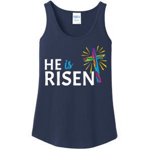 He Is Risen Colorful Cross Ladies Essential Tank