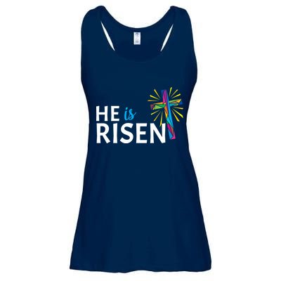 He Is Risen Colorful Cross Ladies Essential Flowy Tank