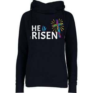 He Is Risen Colorful Cross Womens Funnel Neck Pullover Hood