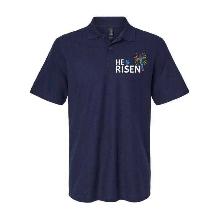 He Is Risen Colorful Cross Softstyle Adult Sport Polo