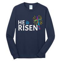 He Is Risen Colorful Cross Tall Long Sleeve T-Shirt