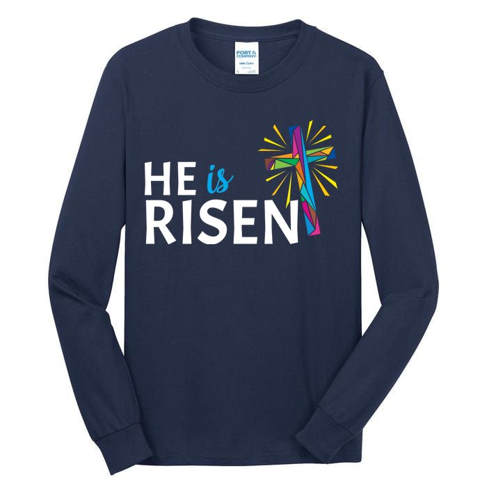 He Is Risen Colorful Cross Tall Long Sleeve T-Shirt