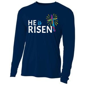 He Is Risen Colorful Cross Cooling Performance Long Sleeve Crew