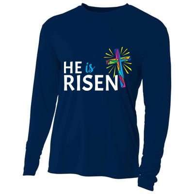He Is Risen Colorful Cross Cooling Performance Long Sleeve Crew