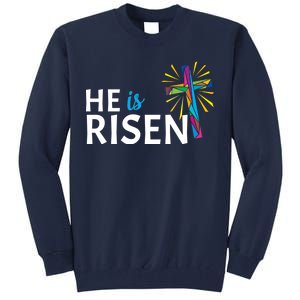 He Is Risen Colorful Cross Tall Sweatshirt