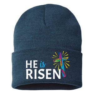 He Is Risen Colorful Cross Sustainable Knit Beanie