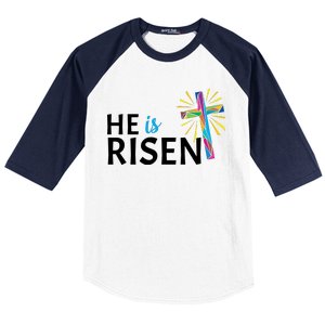 He Is Risen Colorful Cross Baseball Sleeve Shirt