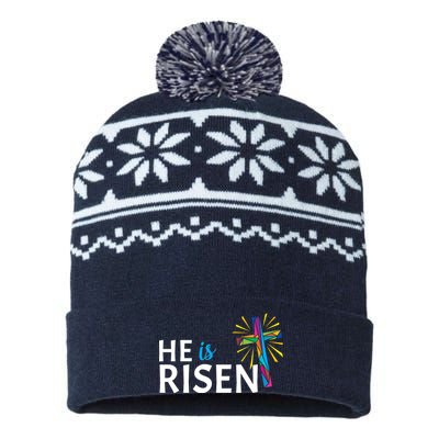 He Is Risen Colorful Cross USA-Made Snowflake Beanie