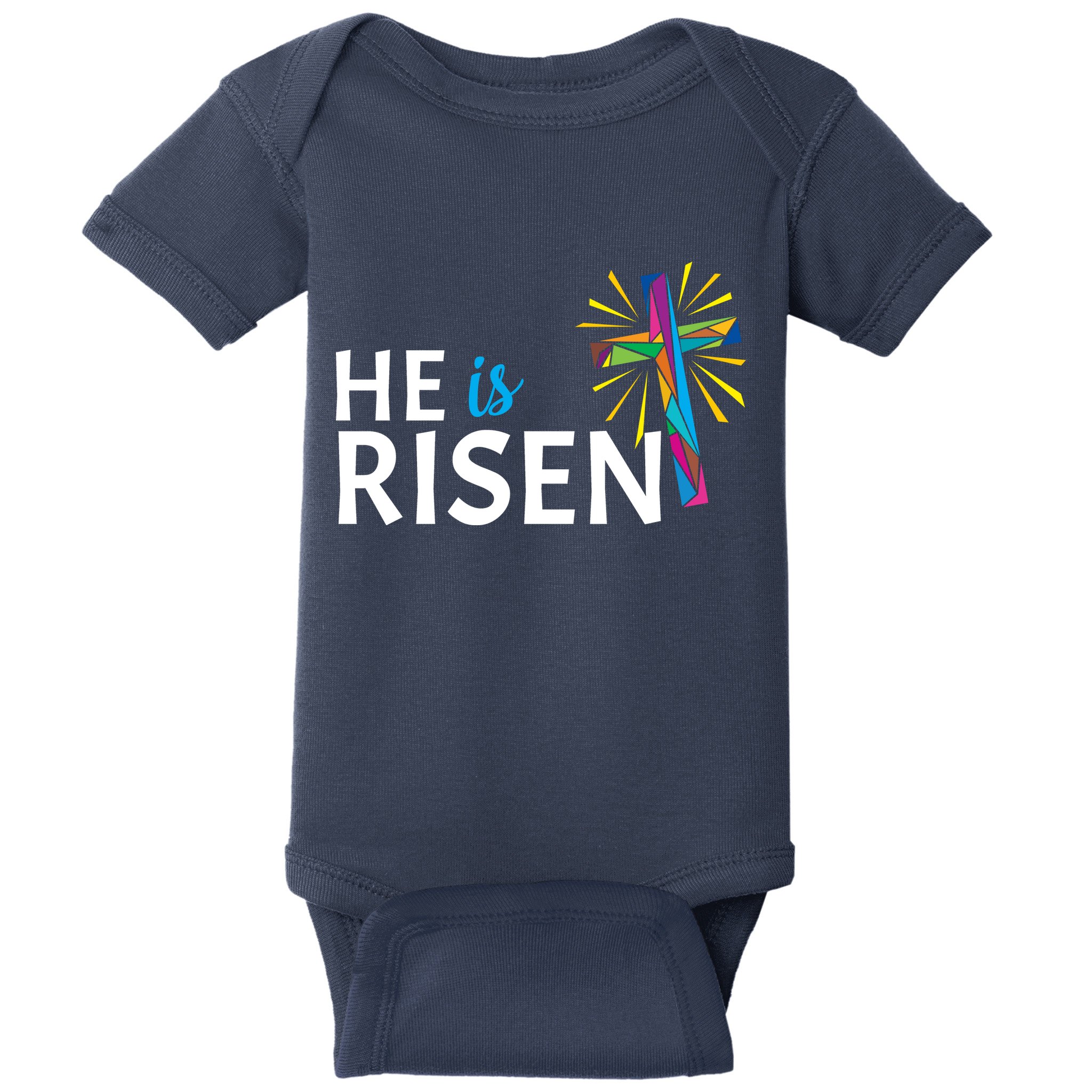 He Is Risen Colorful Cross Baby Bodysuit