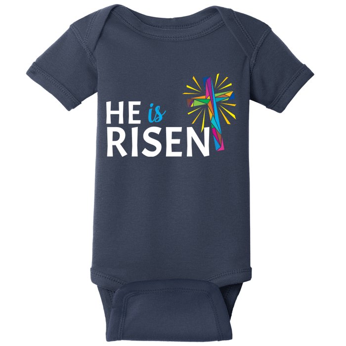 He Is Risen Colorful Cross Baby Bodysuit