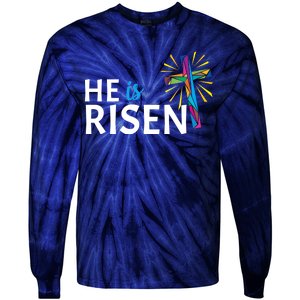 He Is Risen Colorful Cross Tie-Dye Long Sleeve Shirt