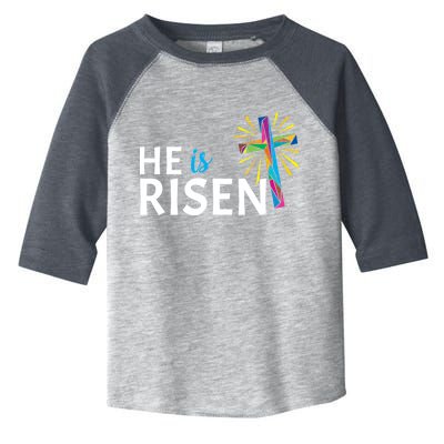 He Is Risen Colorful Cross Toddler Fine Jersey T-Shirt