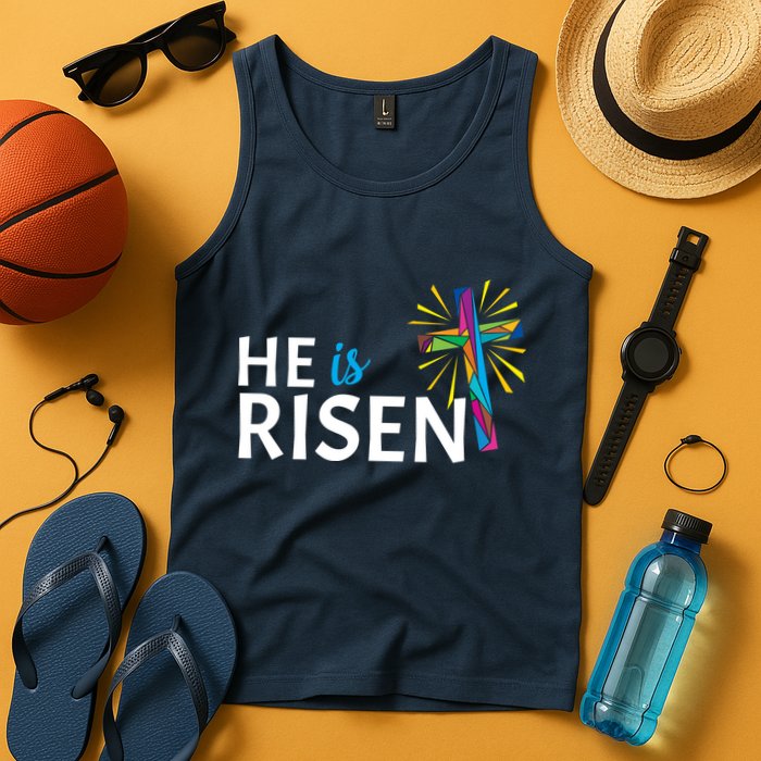 He Is Risen Colorful Cross Tank Top