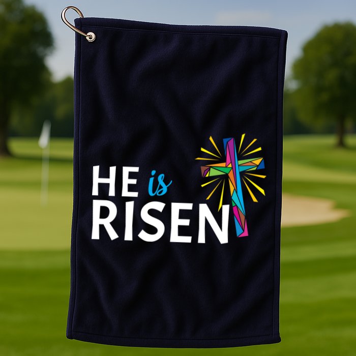 He Is Risen Colorful Cross Golf Towel