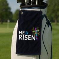 He Is Risen Colorful Cross Golf Towel