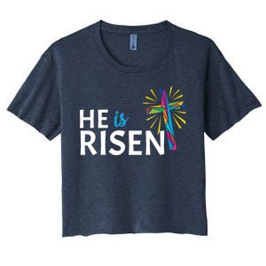 He Is Risen Colorful Cross Women's Crop Top Tee