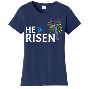 He Is Risen Colorful Cross Women's T-Shirt