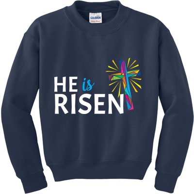 He Is Risen Colorful Cross Kids Sweatshirt
