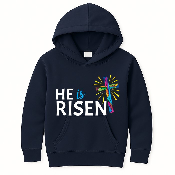 He Is Risen Colorful Cross Kids Hoodie