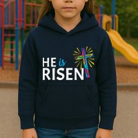 He Is Risen Colorful Cross Kids Hoodie