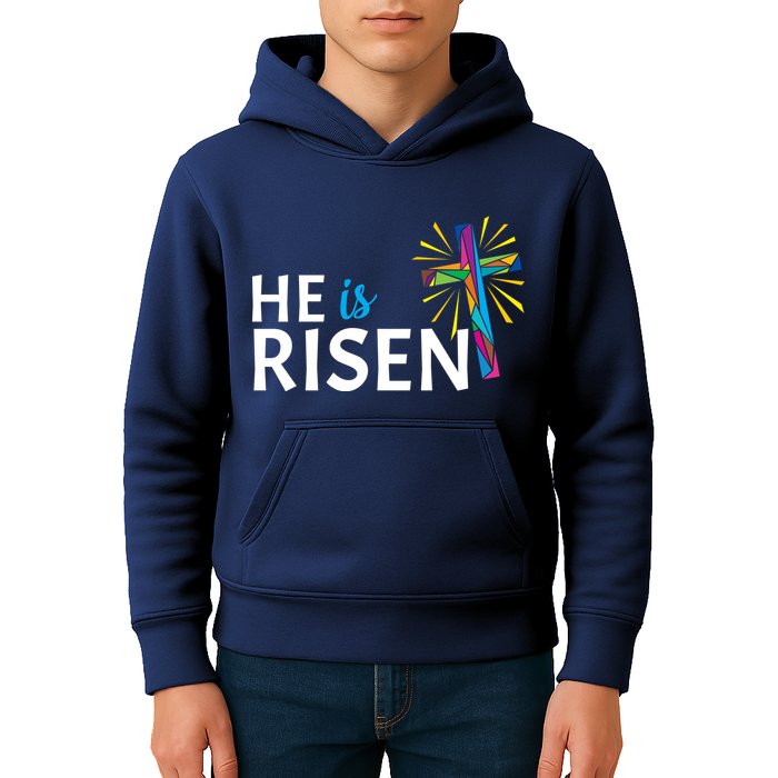 He Is Risen Colorful Cross Kids Hoodie