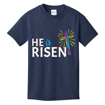 He Is Risen Colorful Cross Kids T-Shirt
