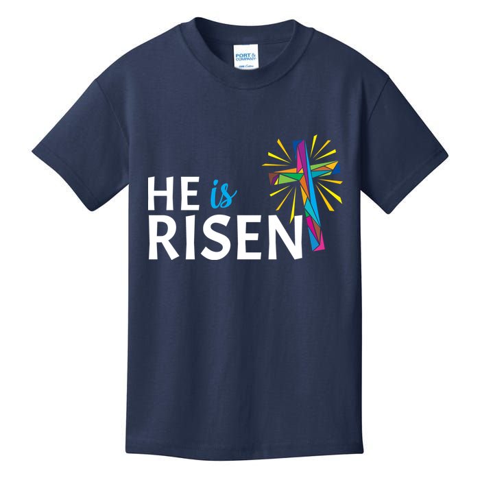 He Is Risen Colorful Cross Kids T-Shirt