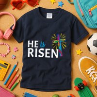 He Is Risen Colorful Cross Kids T-Shirt