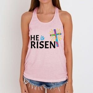 He Is Risen Colorful Cross Women's Knotted Racerback Tank