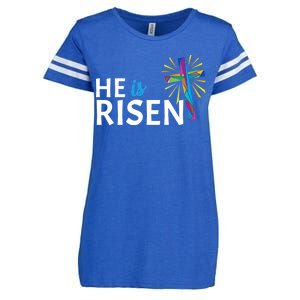 He Is Risen Colorful Cross Enza Ladies Jersey Football T-Shirt